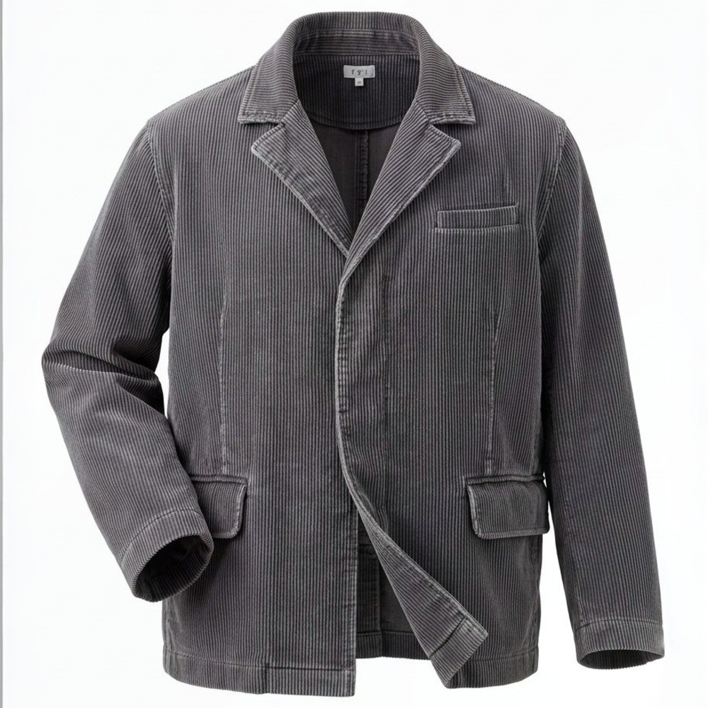 POL Womens Large Gray Wide Wale Corduroy Blazer Jacket Oversized Chore Boho